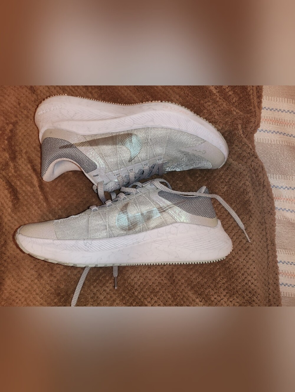 Nike Women's Silver and White Low-Top Sneakers